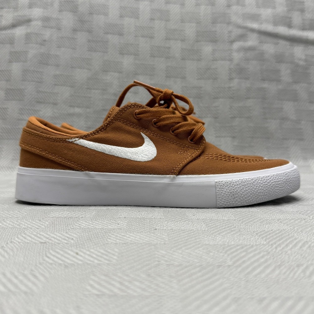Nike SB Stefan Janoski Shoes Mens Size 4 Brown White Canvas Zoom Air AR7718-208 - Picture 1 of 8